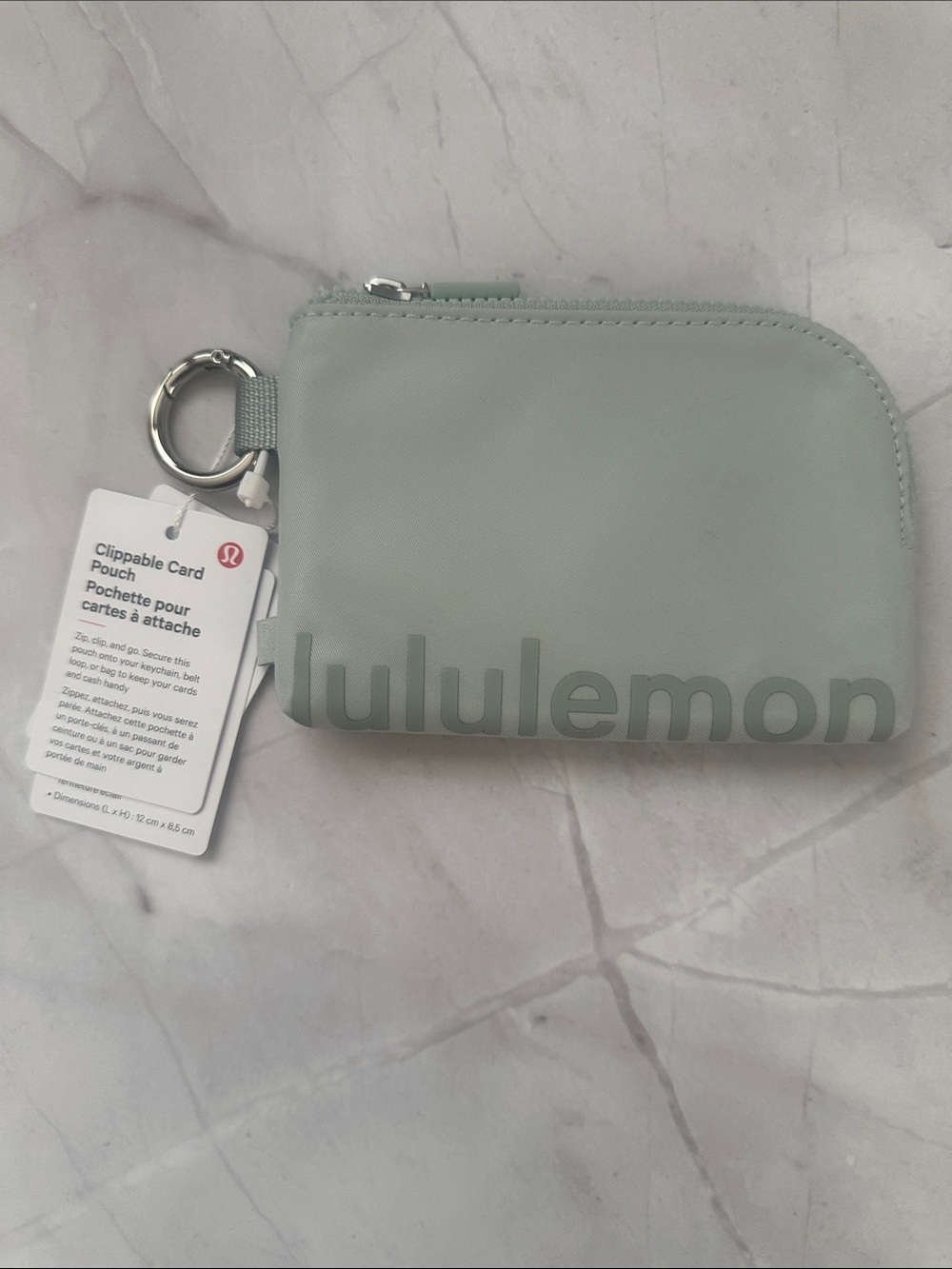 lululemon Clipable Card Pouch in Pelican/Jade Grey